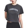 MLB Denim Letter Round Neck Short Sleeve Summer Breathable T-Shirt Women tops Black 3FTSM0553-50CGS