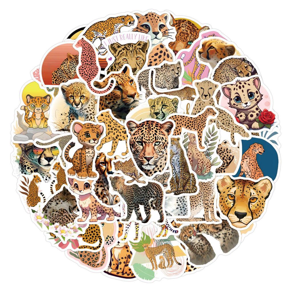 60 Cartoon Leopard Waterproof Stickers for Decoration and Stationery