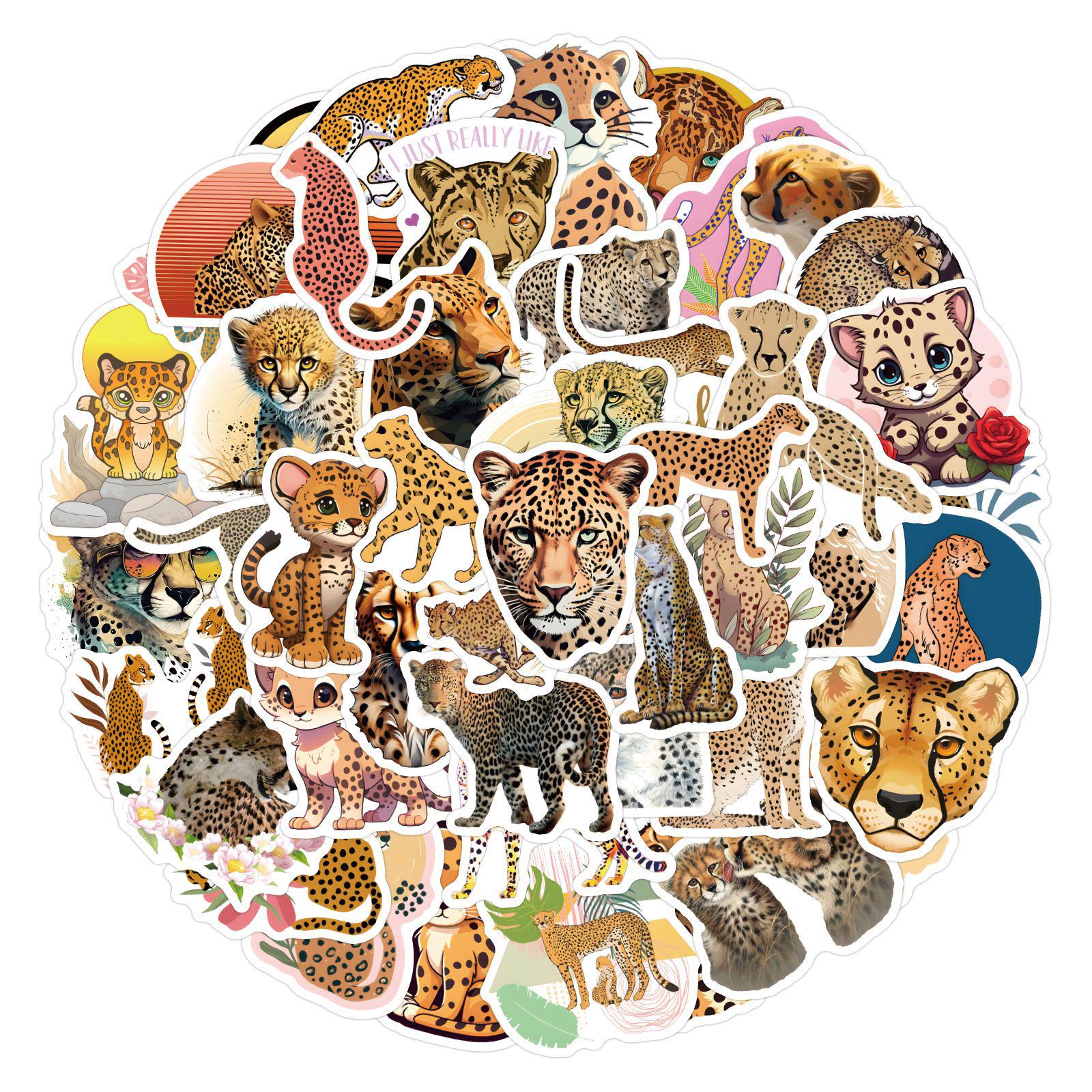 Cheetah Animal Graffiti Stickers: 60 Sheets for Notebooks & Luggage Decoration