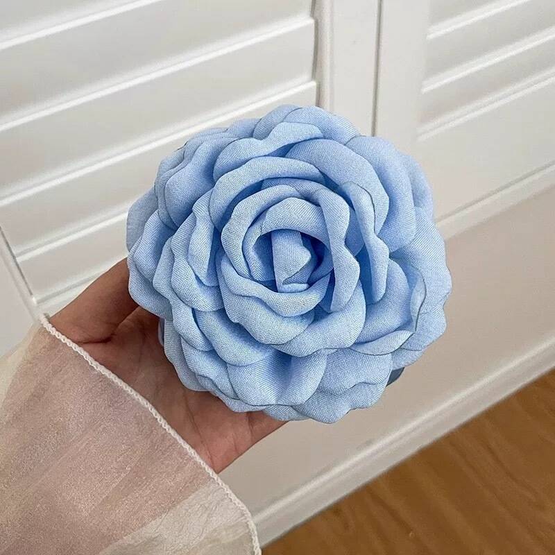 Korean Fabric Rose Flower Hair Claw Clip Women Girls Fashion Barrettes Plastic Hair Grab Clamp Headwear Hair Accessories