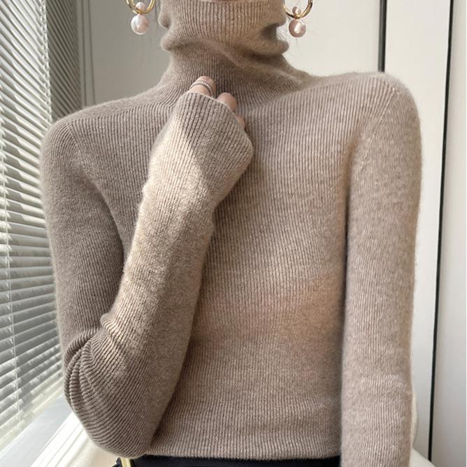 

Модный свитер с высоким воротом, женский однотонный базовый свитер, тонкий пуловер, осенне-зимний вязаный повседневный свитер, осенне-зимний джемпер XXL хаки