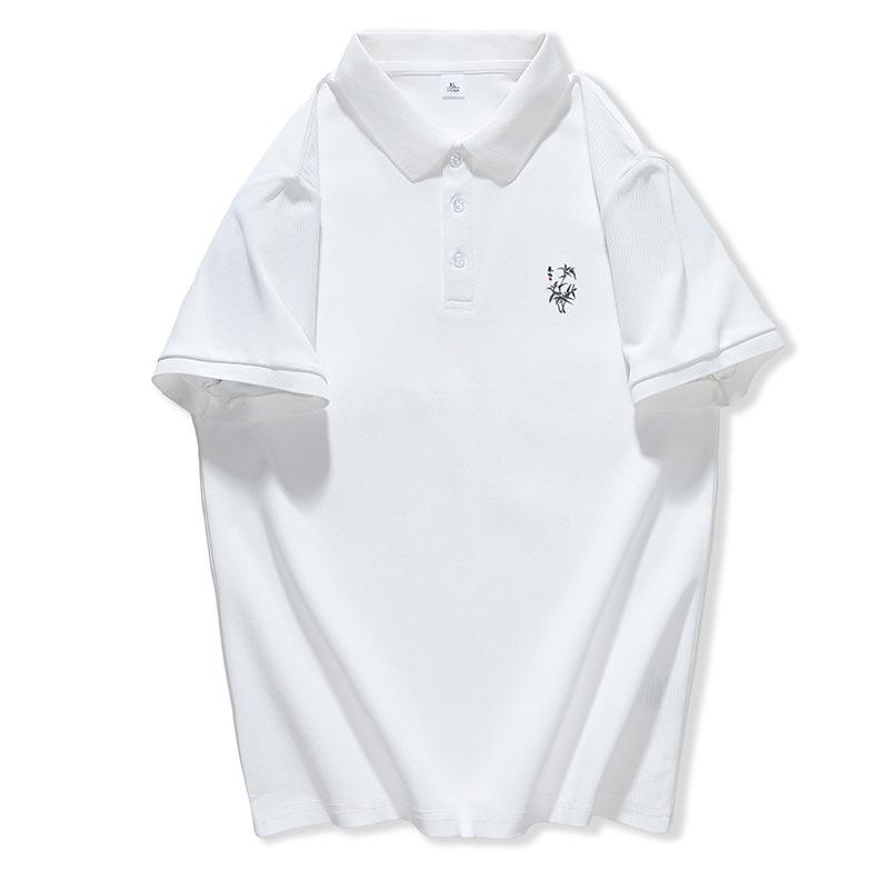 Nová polokošile pro muže s klopou, krátký rukáv, volná, na knoflíky, jednobarevný top na léto