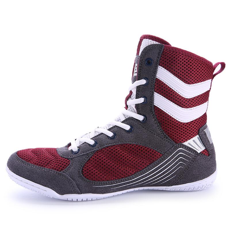 Spring and summer new mesh splicing boxing shoes fashionable men's and women's indoor training shoes high-top fighting shoes