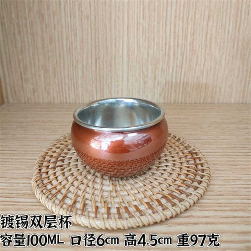 Pure Purple Copper Handmade Kung Fu Tea Cup Small Water Thickened Tea Set Coffee Cup Set Camping Mugs Tea Cups and Saucer Sets