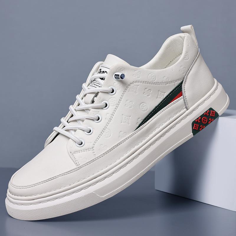 2025 Spring and Autumn New Men's Daily Casual Leather Shoes Men's Leather Breathable Little White Shoes Youth Tide Shoes Board Shoes 2025