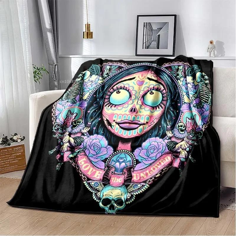 Sorrow Love Story Die Braut des Geistes Decke Hochzeit in der Nacht Decken für Bett Sofa Goth Braut Halloween Decke