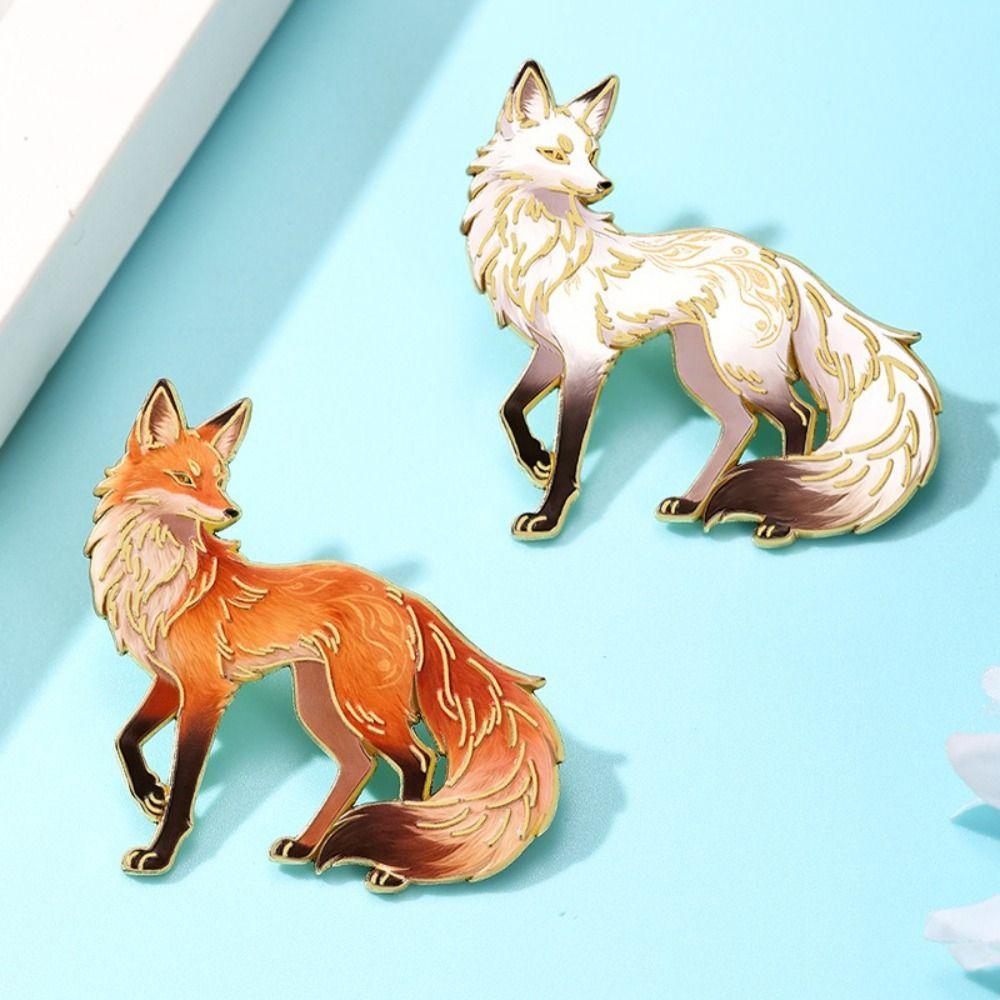 Exquisite Craftsmanship Cartoon Fox Brooch Zinc Alloy Enamel Metal Brooch For Coats Sweaters