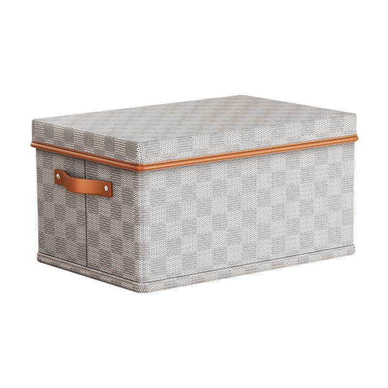 Plaid Non-Woven Clothes Storage Box with Lid for Home Organization