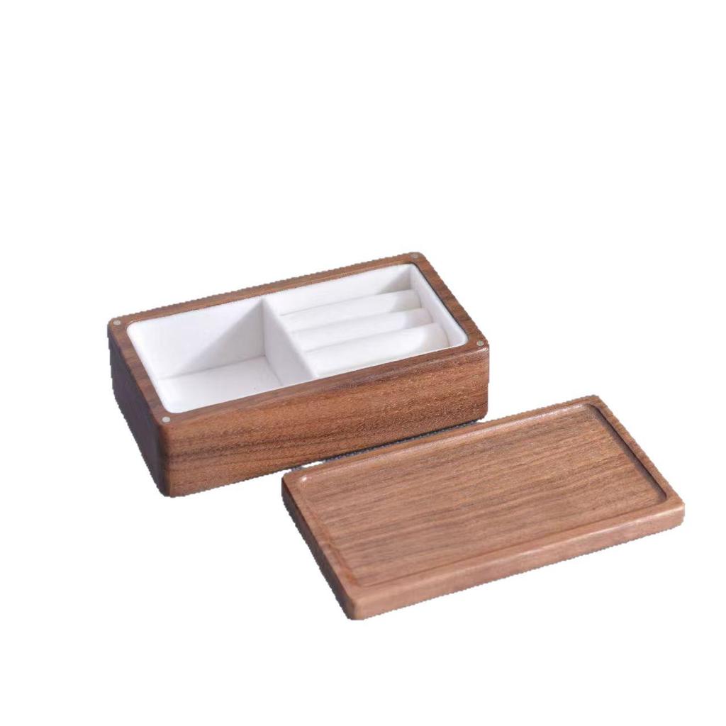 Wooden Magnetic Jewelry Box: Portable Ornamental Necklace & Ring Storage