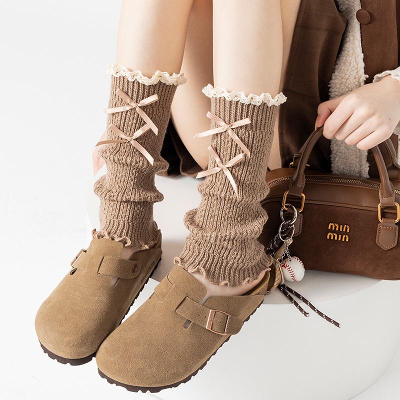 Boots Still Cotton Socks Cover Lace Lolita Stack Socks Girl Bow Sweet Thickened Girl Leg Cover
