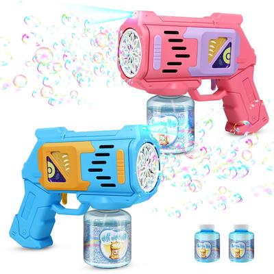 Electric Bubble Gun, Automatic, Set of 2, 10 Bubble Holes, LED Light, Long-Distance Firing, Leak-Proof, Bubble Gun Machine, Kids Outdoor Play Toy,