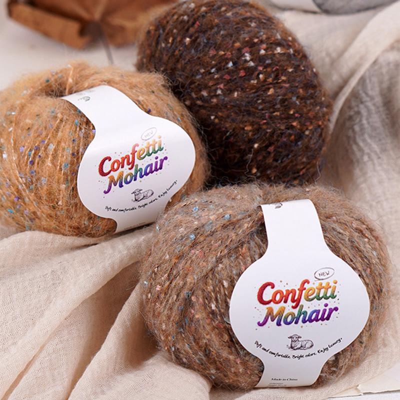 1Roll Yarn Weaving Colored-dot DIY Mohair Yarn Multi-purpose Scarf Yarn Cloth Yarn Bold Line