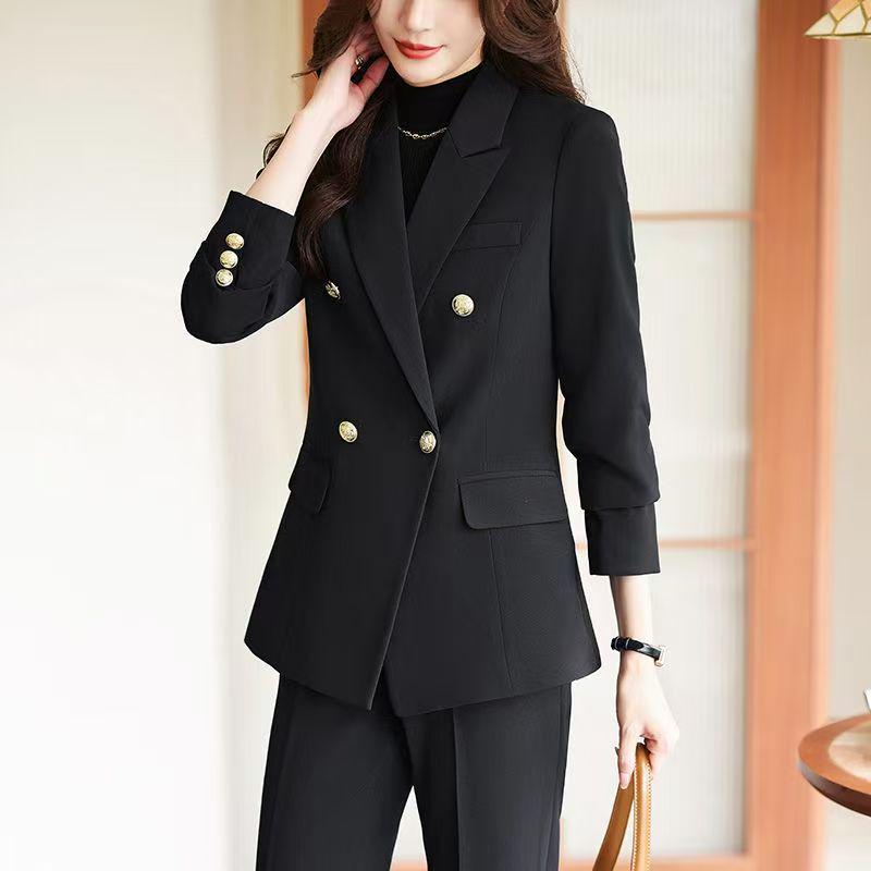Women s Elegant Black Suit Set: Spring & Autumn 2026 New Style, College Student Formal Wear 3XL