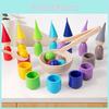 Wooden Montessori Toy Color Sorting Cup Game For Preschool Learning And Development