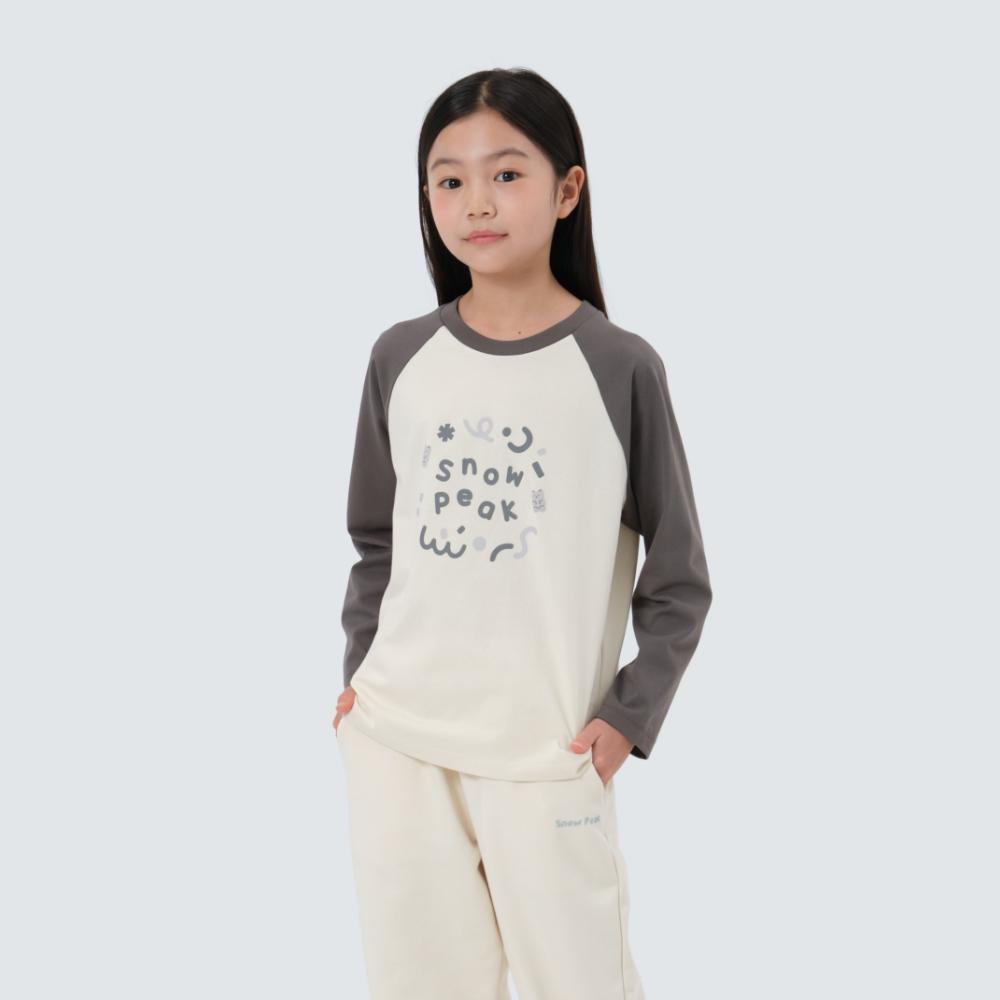 [Snowpeak] Kids Raglan Color Block T-Shirt Charcoal (S25FKFTL81) 125