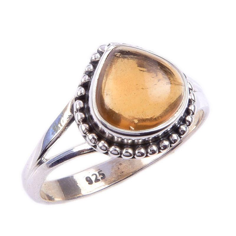 Natural Citrine Gemstone Handmade 925 Solid Sterling Silver Ring Size 7 v4w41