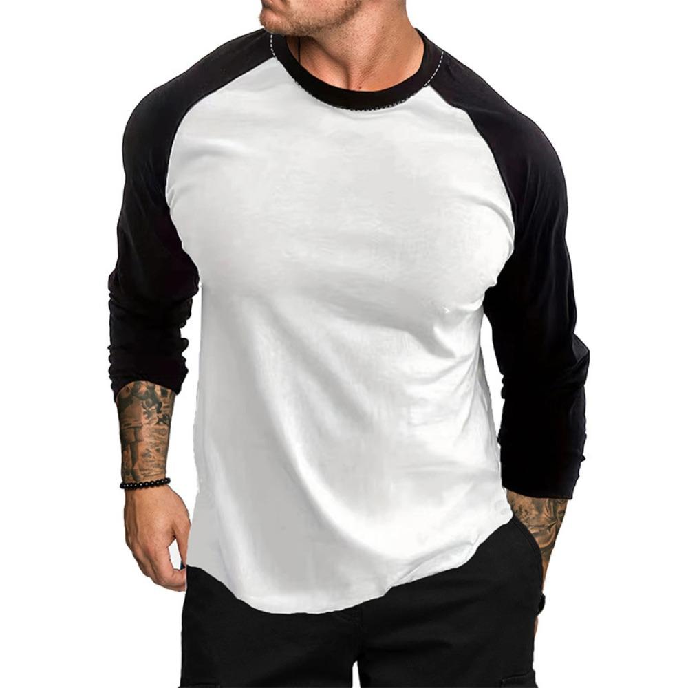 New loose casual and fashionable men's round neck long sleeved T-shirt
