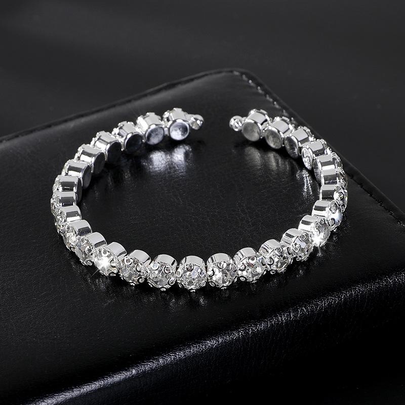 Bridal Bracelet AB Rhinestone Wrapped Full Diamond Open Bracelet Crystal Bracelet Accessories