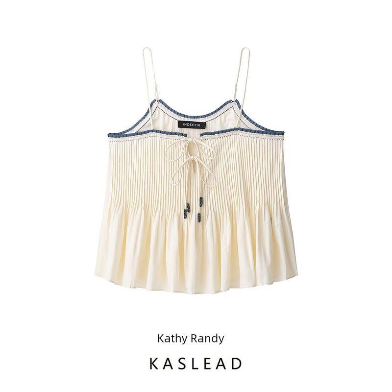 Kaslead New Women clothes Western Style Fashion Simple Contrast Color Trim Top 4786170 712