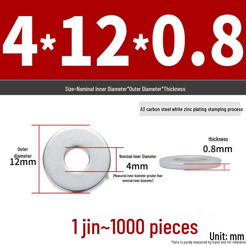Extra Large Galvanized Metal Flat Washer - Thickened Round Screw Washer M6-M16
