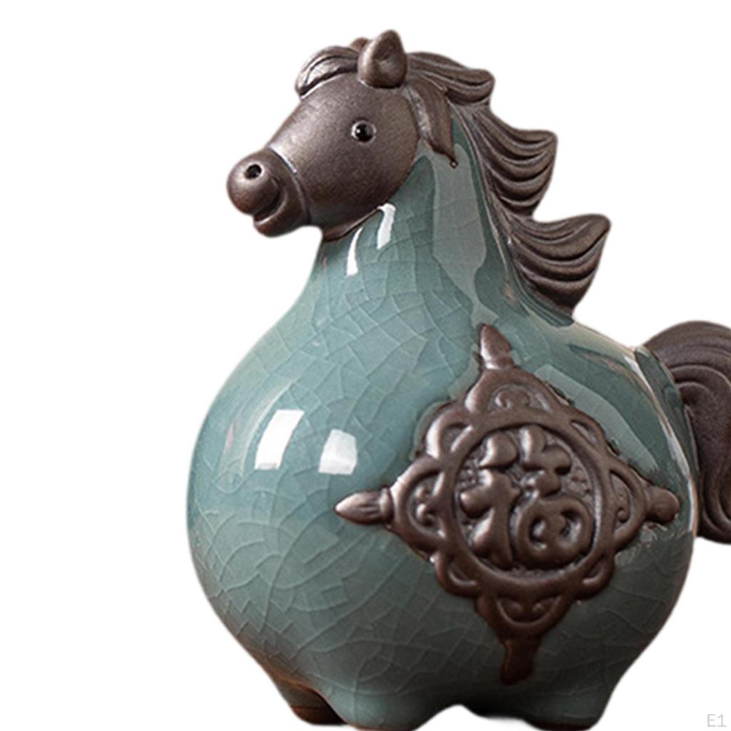 Horse Tea Pet Ceramic Home Decor Feng Shui Collectibles Creative Chinese