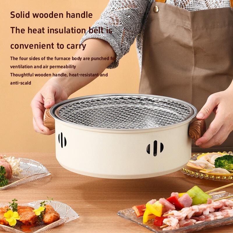 Tragbarer Edelstahl-Grill Kleiner Tischgrill mit abnehmbarem Grillrost Barbecue Küchenhelfer Barbecue