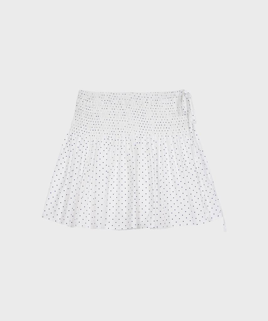 Alkialka Smocked Dot Skirt (White)