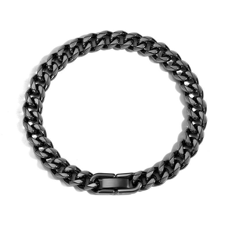 Fadeproof Titanium Steel Frosted Cuban Chain Bracelet with Versatile Clasp