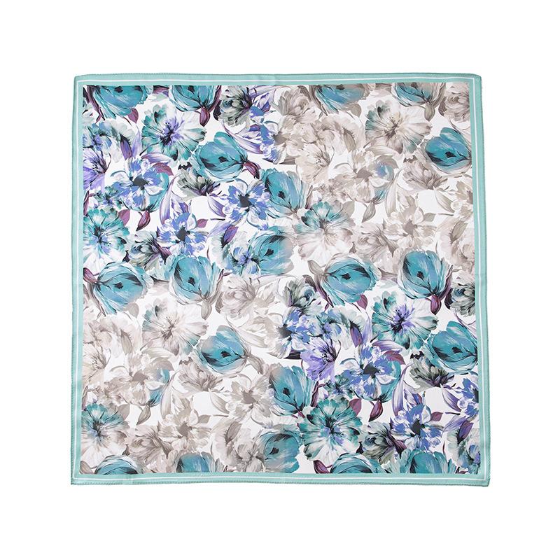 53Cm spring and summer new temperament women's 100% mulberry silk printed silk scarf fashion versatile high-end scarf shawl