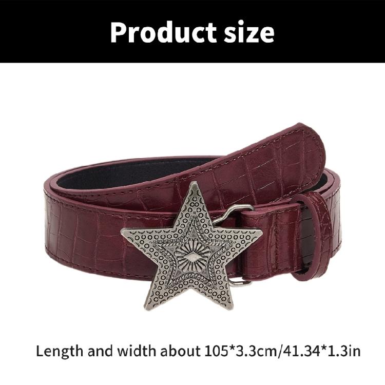 Engraved Belt Carved Punk Waist Belt Star Buckle Retro for Jeans Dress Unsiex