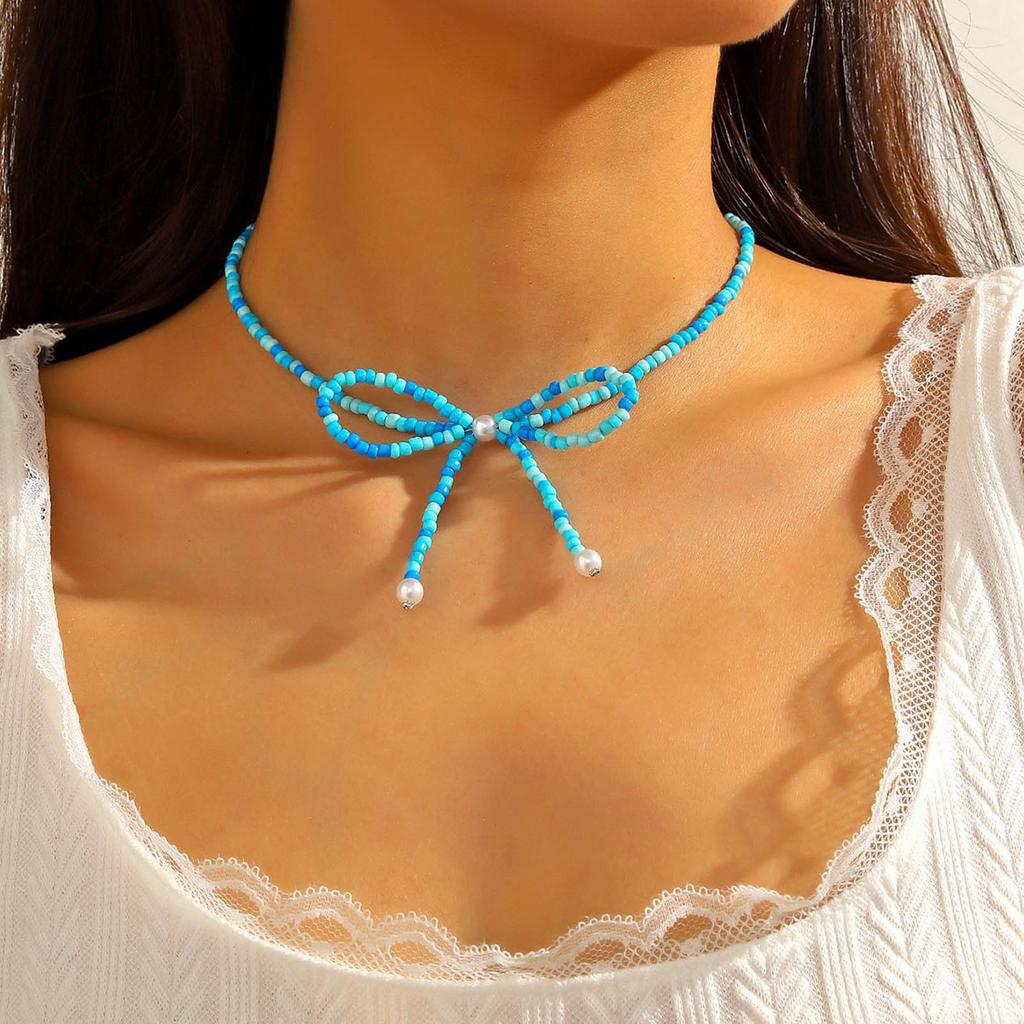 Butterfly Bow Necklace Bowknot Pendant Collarbone Chain Adjustable Length Neckchain Collarbone Chain for Women Girls