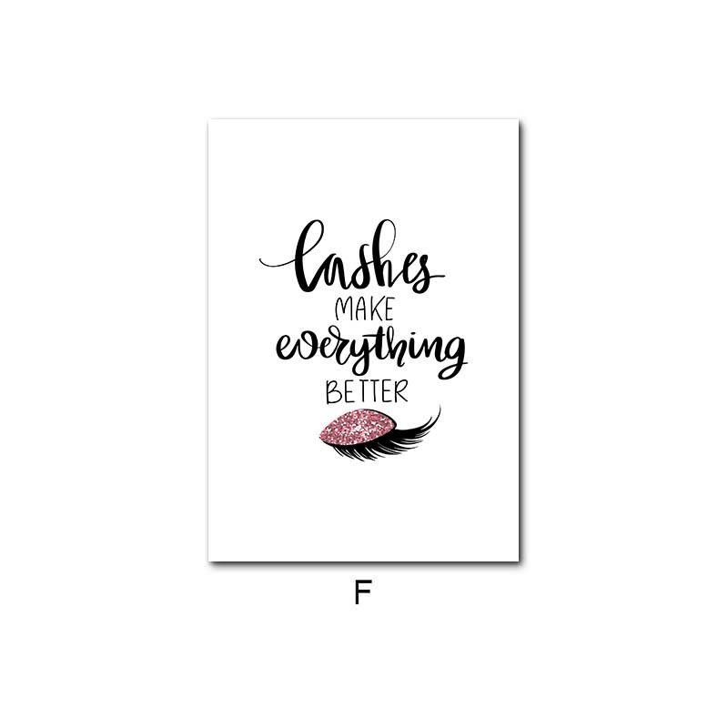 Nordic Wall Art Canvas Painting Lashes Black Lips Women Poster Print Simplicity Perfume Books Picture Modern Salon Beauty Decor