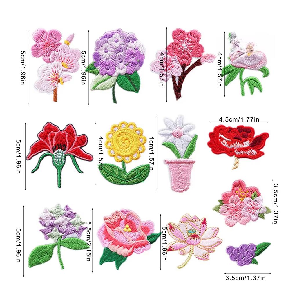 Repair Patches Sew On/Iron On Patches Flowers Embroidered Patches Applique Patches for Hat Backpacks Decorations