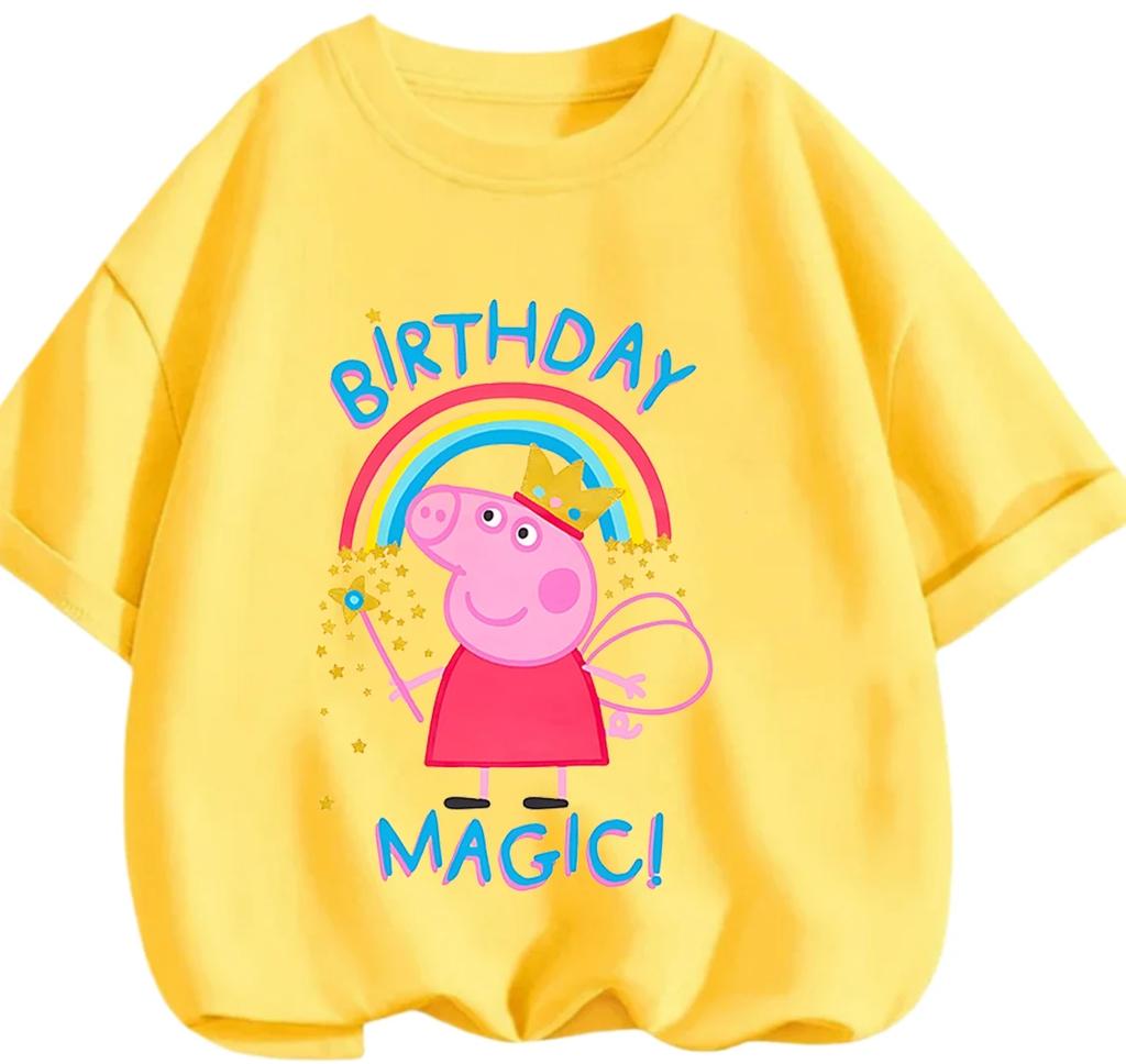 New Design Kids Tee Cute Cartoon Print Summer Casual Crew Neck Street Wear Peppa Pig Boys Girls 3 14