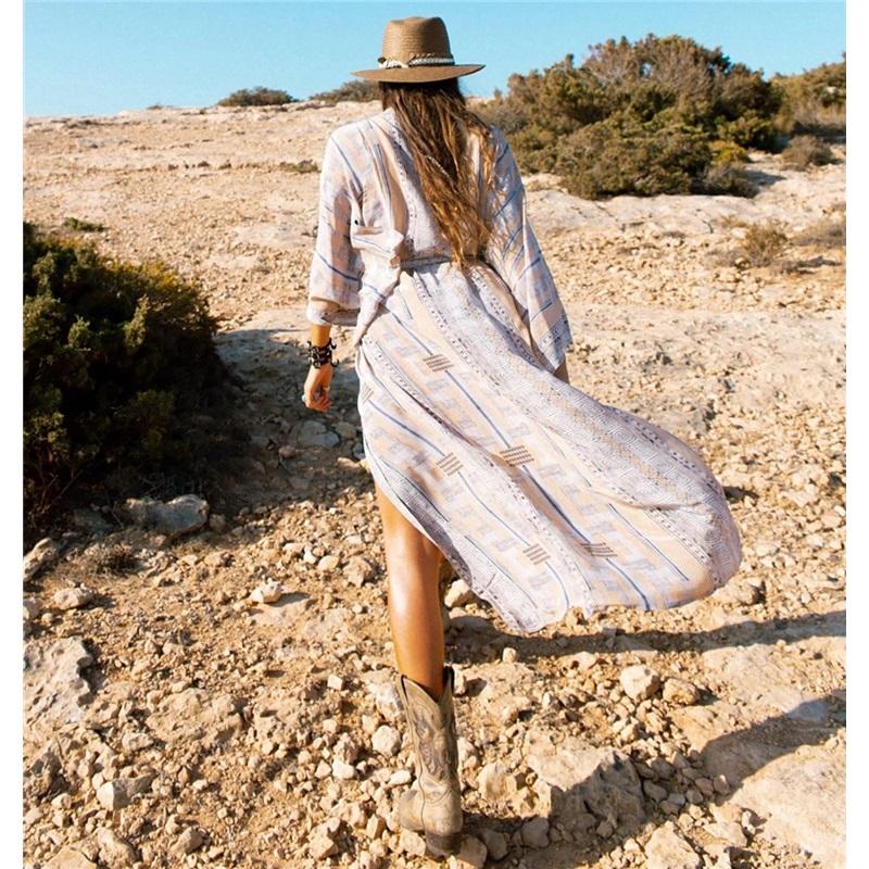 Floral Print Loose Beach Cover Up Swimsuit Cardigan Bikini Wrap Sun Protection Swimwear