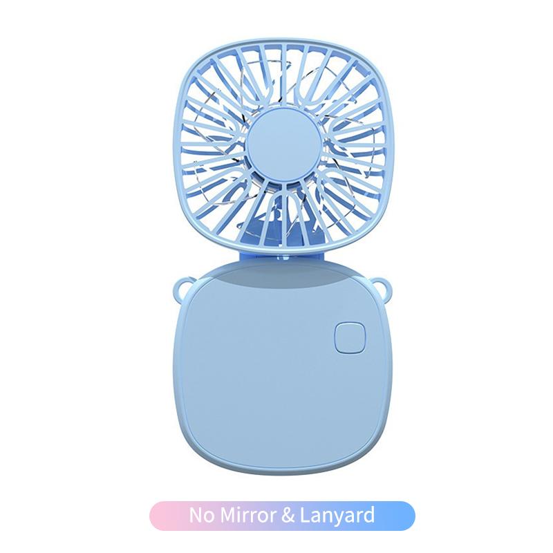 Multi-Functional Mini Handheld Fan With Makeup Mirror Foldable Small Electric Fan Usb Rechargeable Portable Hanging Neck Fan