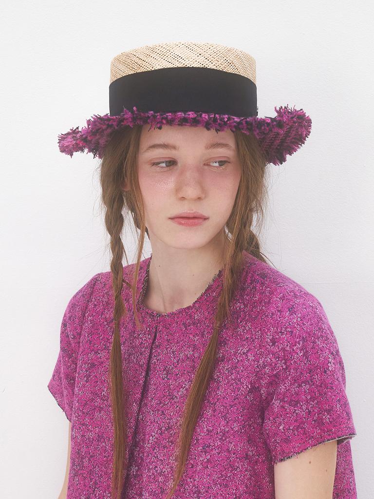 Beulaunhaes Tweed Boater Hat - Viva Magenta