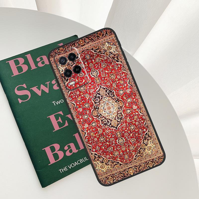 Persian Carpet Floral Pattern Case For Oppo A96 A76 A16 A15 A17 A52 A72 A54S A57S A58 A78 A98 A57 A77 A54 A74 A94 Cover