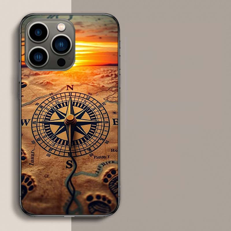 Compass Map Voyage Phone Case For Iphone 17 Air 15 Pro 14 Plus 16 Pro Max 12 13 Mini 11 16E X XS Cover Cute Fundas
