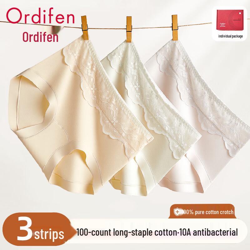 Ordifen Women's Cotton Lace Briefs 3-Pack