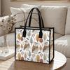 Cute Owl Print Canvas Tote Bag Large Capacity Casual Handbag for Daily Shopping Commute