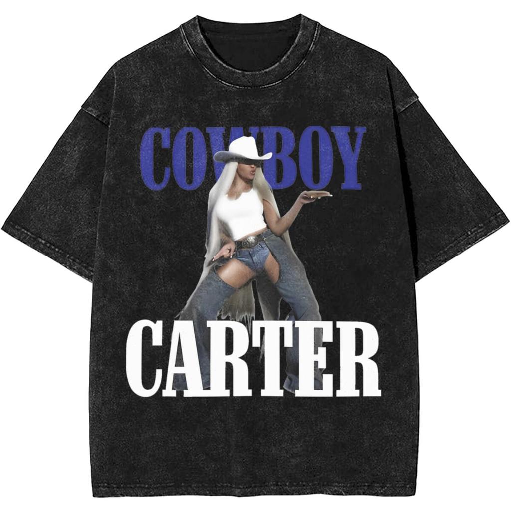 Cowboy Carter Album Beyonce Strój na Trasę Koszulka Spłukana Mężczyźni Kobiety Streetwear Koszulki Letnie Topy Bawełna