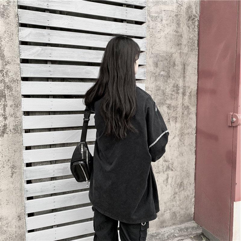 Felpe con cappuccio senza cappello Harajuku BF Style Nero Hip-hop Chic Teens Felpe Autunno Trendy All-match Daily Simple Womens Streetwear Nuovo