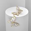Korean Style Sweet Butterfly Stud Earrings Light Luxury Zircon Accented Shell Texture Jewelry for Women