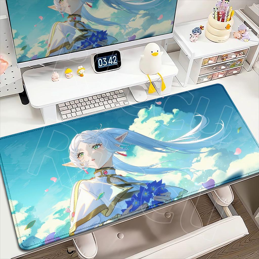 HD Printing Frieren At the Funeral Mousepads Anti-Slip Rubber Bottom Mousepad Large Size Esports Games Office Desk Pad Table Mat