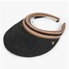 Helen Kaminski Bianka Charcoal Black Stripe Visor Sun Cap Hat50265