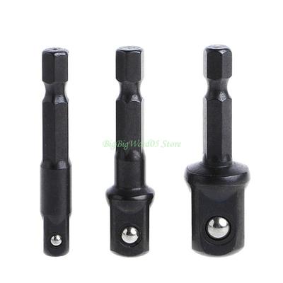24TE 3 Pcs Socket Adapter Set Shank To 1/4 3/8 Inch Impact Driver Drill Bits
