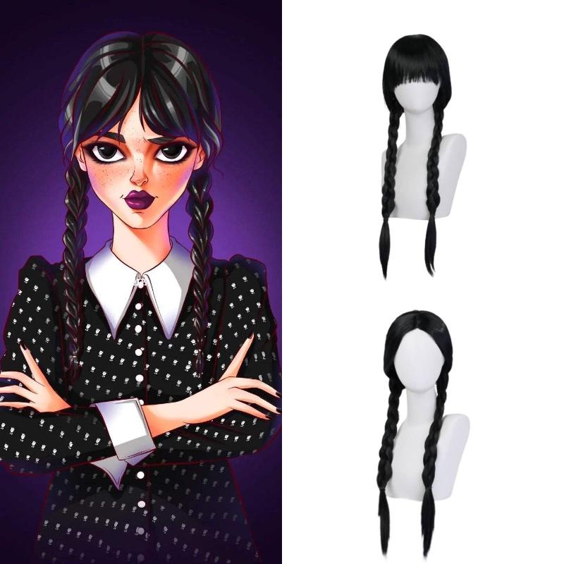 Long Black Cosplay Wig With Straight Hair For Women 65-70cm Length