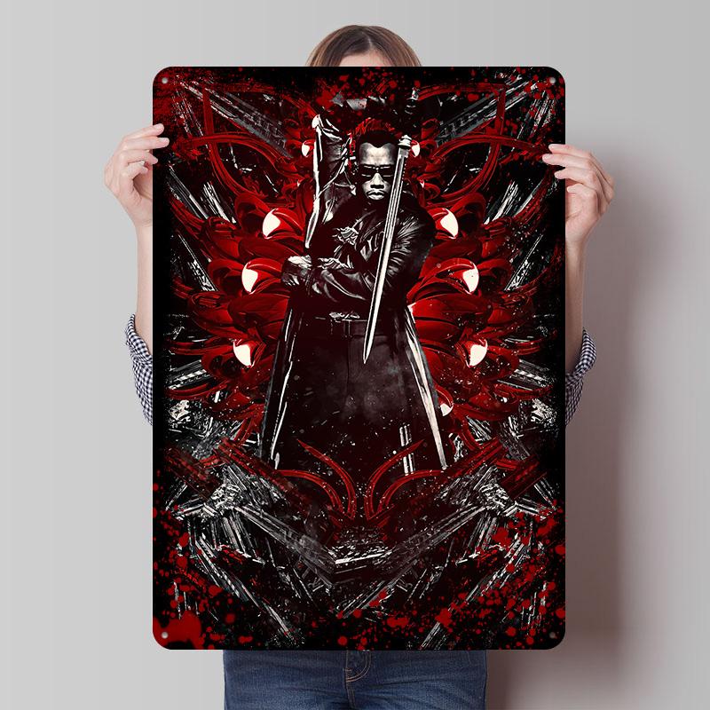 Blade Vampire Hunter Metal Poster Customized Wall Art Retro Vintage Tinplate Signs for Man Cave Gaming Room Decoration Cozy Home 20x30cm(7.8x11.8inch)