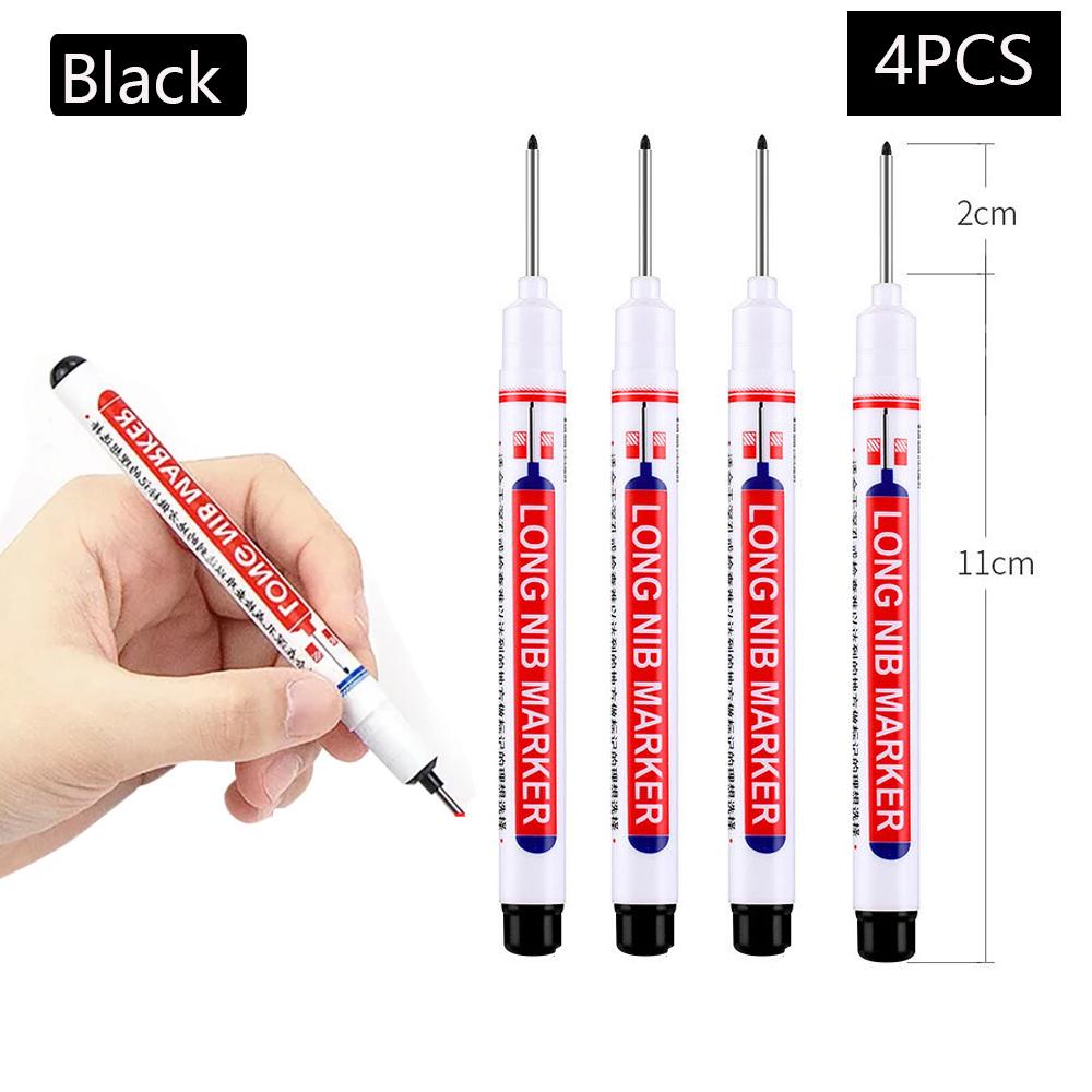 1/2/4/6/8Pcs Long Head Markers Pen Bathroom Woodworking Decoration Multi-purpose Deep Hole Marker Pens Red/Black/Blue/Green Ink